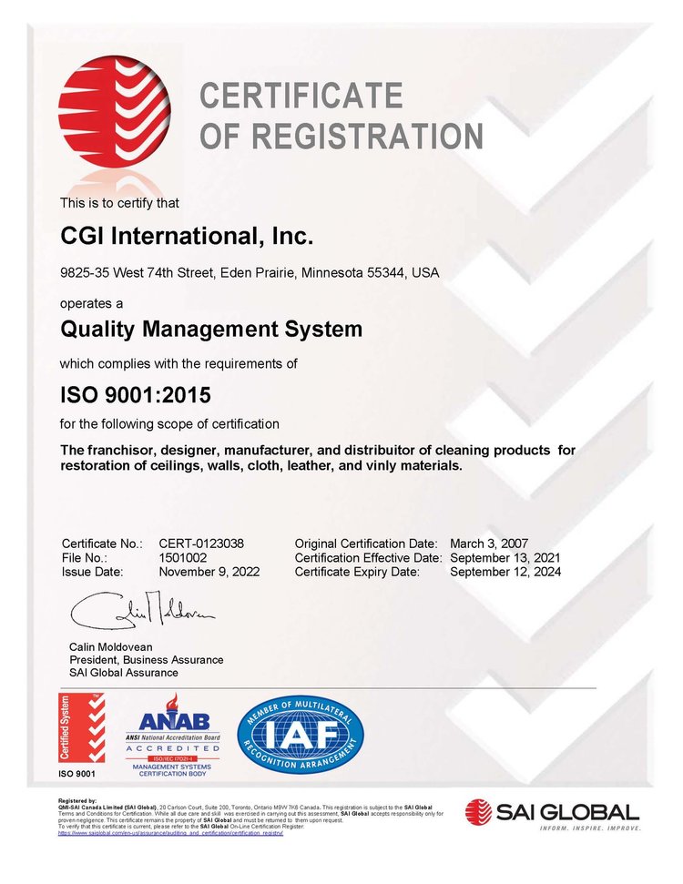 CGI Registreringscertifikat